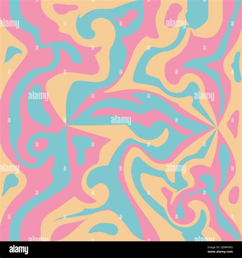 Wavy Swirl Seamless Pattern In 1970 Seventies Style Groovy Background