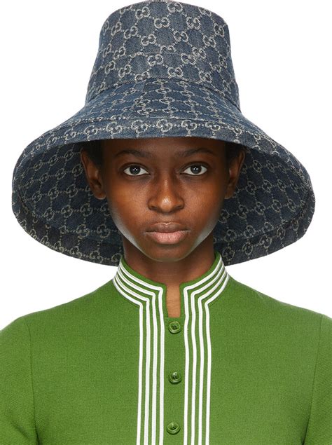 Gucci Blue Eco Washed Denim Wide Brim Hat Shopstyle