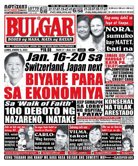 Bulgar Newspapertabloid January 09 2023 Newspaper