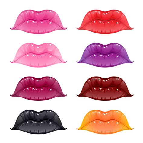 Set Of Glossy Lips In Tender Kiss — Stock Vector © Svetap 10223653