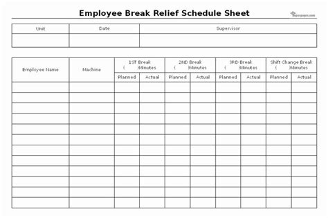 Employee Break Schedule Template Best Of Employee Break Relief Schedule