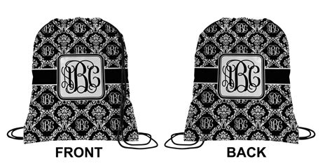 Custom Monogrammed Damask Drawstring Backpack Personalized