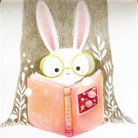 Laure S Illustrations Little Bunny Reading