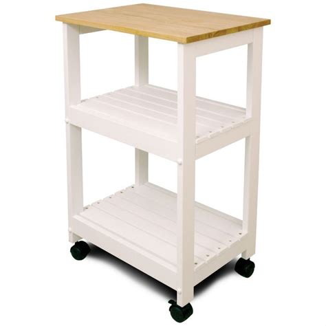 Round kitchen & dining room tables : White Kitchen Microwave Cart with Butcher Block Top ...
