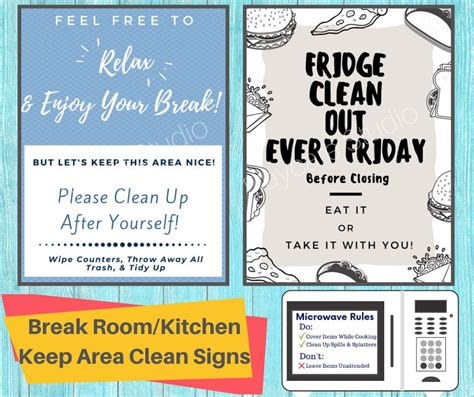 Keep Area Clean Signs 3 Printable Signs For Fridge Etsy