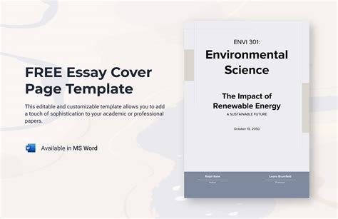 Free Essay Cover Page Template Download In Word
