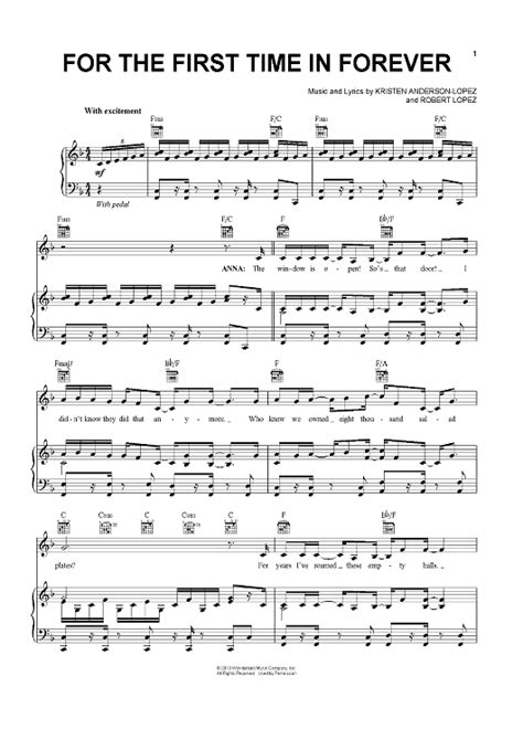 For The First Time Forever Sheet Music Sheet