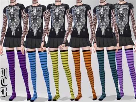 The Sims Resource Colorful Over Knee Stripe Socks
