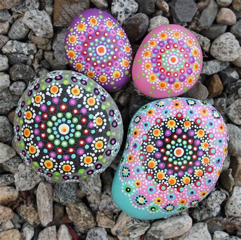 Flower Painted Rocks Painted Rocks For Artistic Yard And Garden
