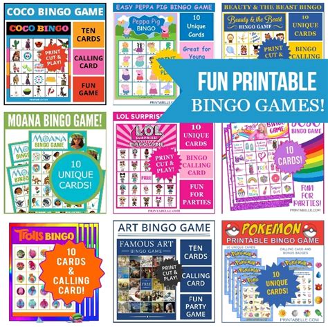 Fun Bingo Printable Games For Kids Printabelle