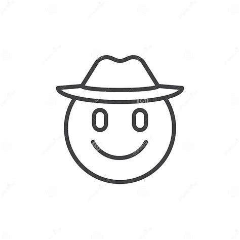 Emoticon Sonriente Con El Icono Del Esquema Del Sombrero De Vaquero