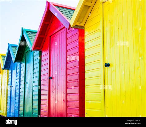 View Of Colorful Beach Huts Summer Vacation Concept Stock Photo Alamy