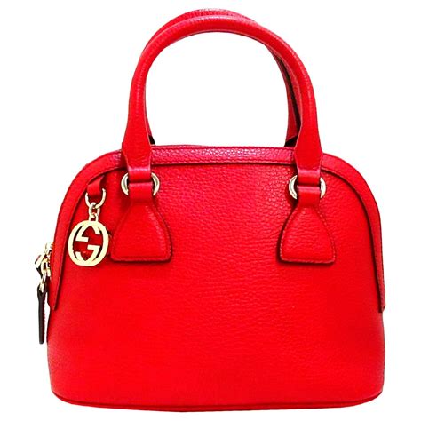 Gucci Red Leather Satchel Pony Style Calfskin Ref395182 Joli Closet