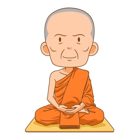Cartoon Character Of Buddhist Monk Sitting Meditation 4977435 Vector