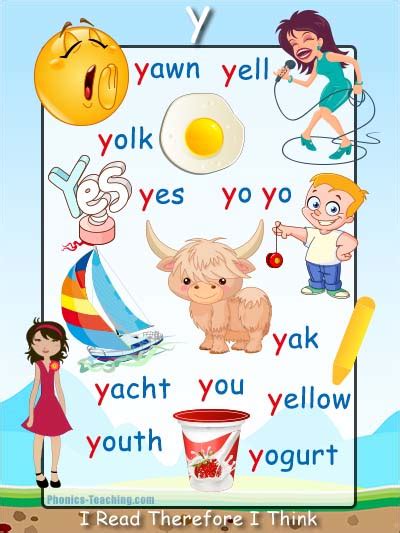 Y Words Phonics Poster Free And Printable Ideal For Phonics Practice