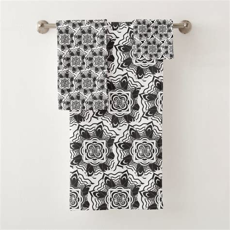 This Fantastic Set Of Bath Towels Features An Abstract Black And White