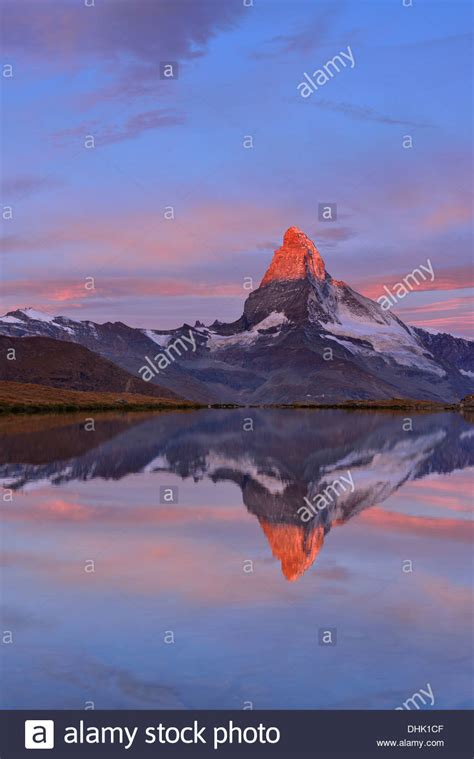 Matterhorn Reflecting In A Mountain Lake Pennine Alps Valais