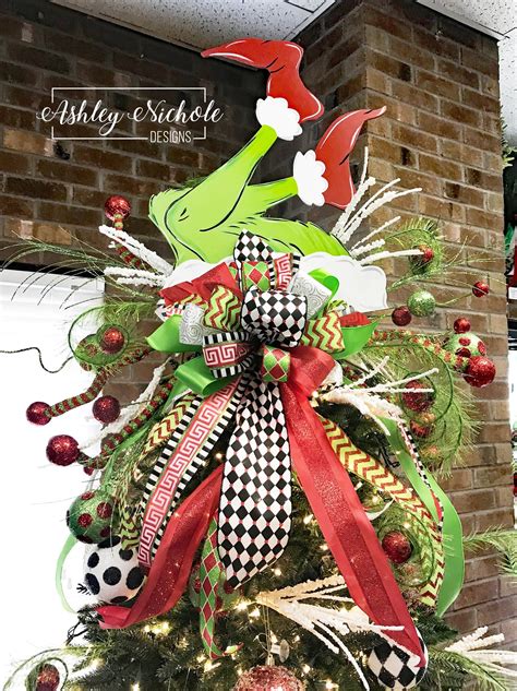 tree topper  tree decor grinch inspired legs grinch christmas decorations christmas