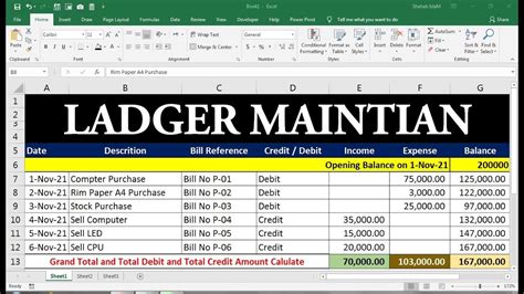 How To Maintain Ledger Book In Excel Ledger In Excel With Formula
