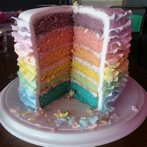 Pastel Rainbow Layer Cake With Lilac Buttercream And Pastel Fondant