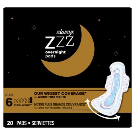 Always® Zzz Size 6 Overnight Pads With Wings 20 Ct Fred Meyer