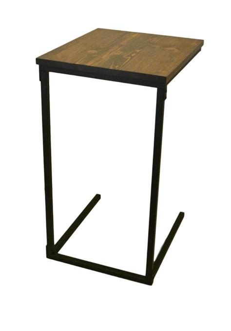 Handcrafted Wood And Metal C Table With Java Stain Manitou Made