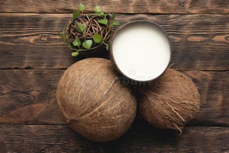 Coconut Milk In Cup Stock Photo Image Of Fresh Organic 188238026