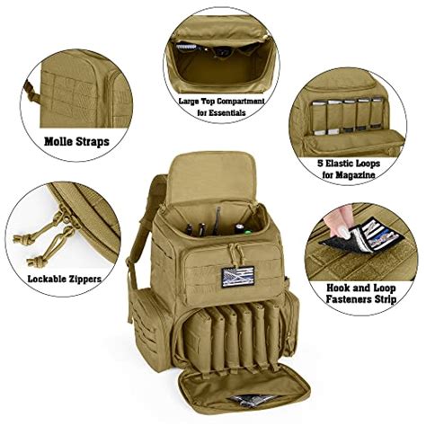 Dsleaf Tactical Range Pistol Backpack With 6 Pistol Cases Gun Backpack