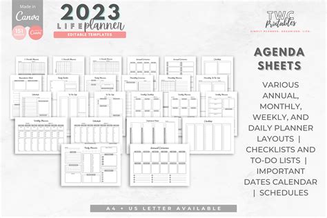 2023 Calendar Planner Canva Templates Editable 2023 Planner Etsy