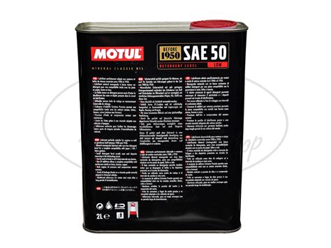 Motul is a global french company which manufacturers, develops and distributes lubricants for engines (motorcycles, cars and other vehicles) and for industry. MOTUL Classic Motor Oil SAE50 4-Takt - 2Liter