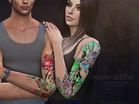 Asian Sleeve Tattoo By Sugar Owl At Tsr Sims 4 Updates