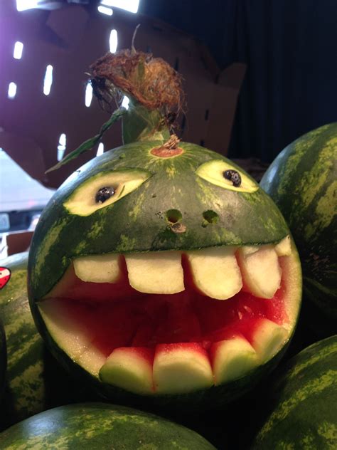 Funny Watermelon Face At Schweigers Produce Eating Watermelon