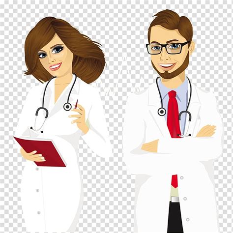 Two Doctors Illustration Physician Female Illustration Cartoon Doctor