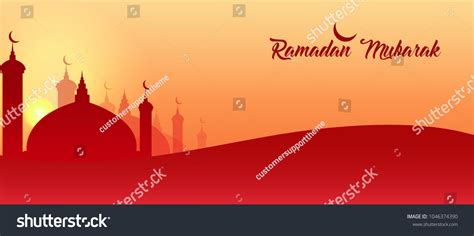 Ramadan Mubarak Banner Design Illustration Mosque Stock Vector Royalty