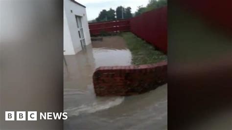 Rushing Water As Flooding Hits Hospital In Welshpool Bbc News