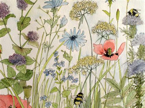 SOLD Garden Flower Illustration Botanical Watercolor
