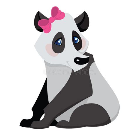 Sitting Cartoon Panda With Pink Bow Stock Vector Image 49157550