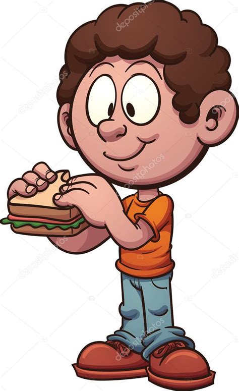 Boy Eating Sandwich Stock Vector Image By ©memoangeles 126066338
