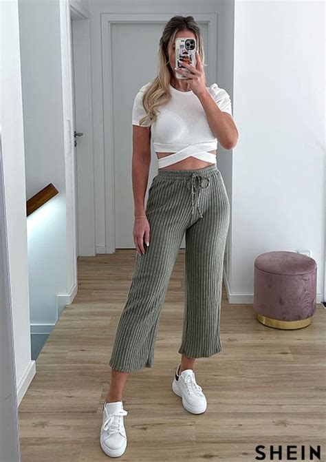 Shein Ezwear Solid Knotted Wide Leg Pants Shein Usa