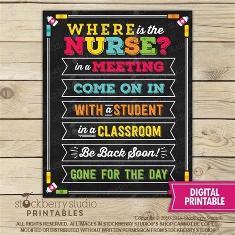 Where Is The School Nurse Sign Printable School Nurse Door Etsy