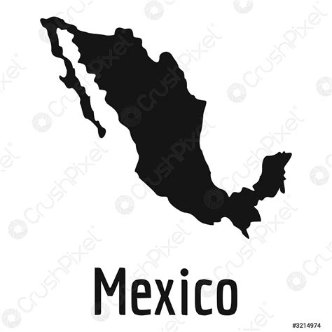 Mapa De México En Vector Negro Simple Vector De Stock Crushpixel