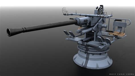 Canon Anti Aérien Bofors 40 Mm Modèle 3d 59 C4d Free3d