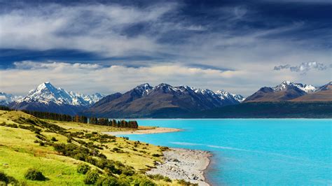 Wallpaper Id 45269 New Zealand River Mountains Flowers Clouds 4k