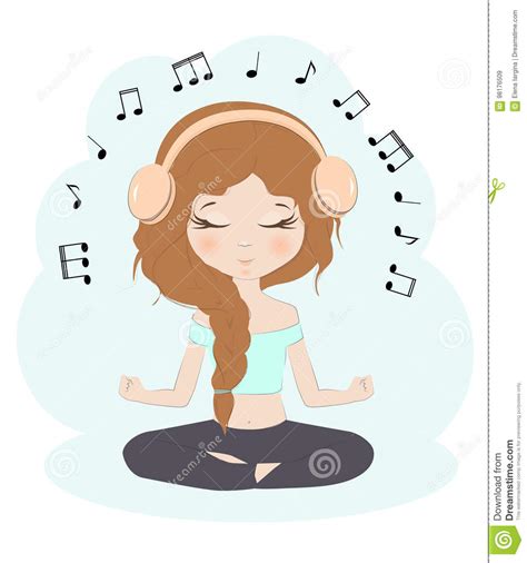 Woman With Music Notes Vector Vector Illustration