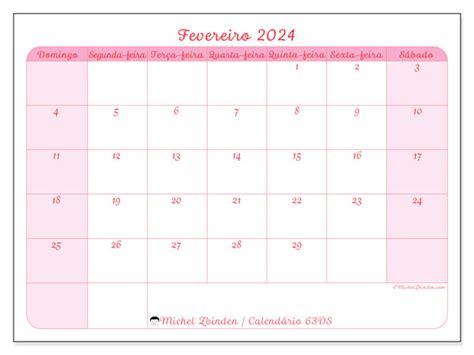 Calendário De Fevereiro De 2024 Para Imprimir “50ds” Michel Zbinden Br