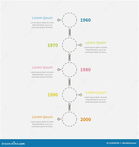 Dash Line Round Icon Timeline Vertical Infographic With Text Template
