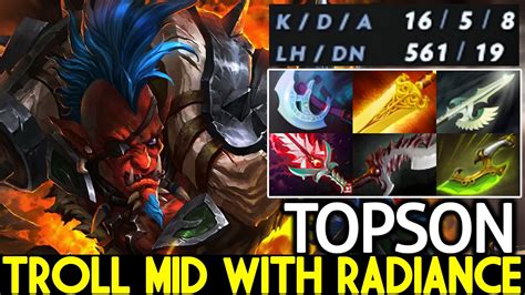 Topson Troll Warlord Top Pro Picked Troll Mid With Radiance Build