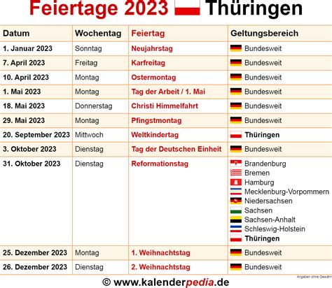 Feiertage Thüringen 2023 2024 Und 2025 Mit Druckvorlagen