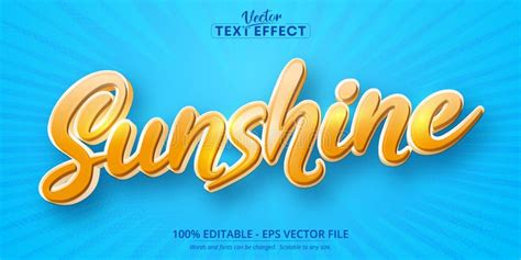 Sunshine Text Cartoon Style Editable Text Effect Stock Vector