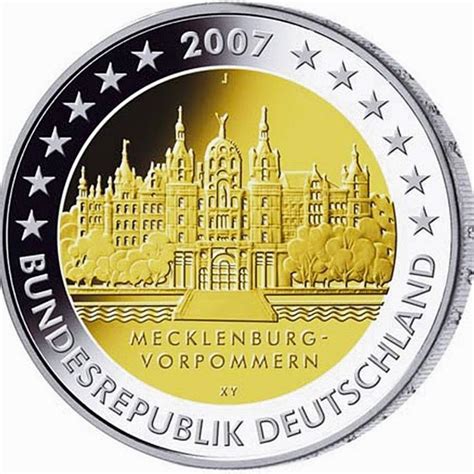2 Euro Germany 2007 Schwerin Castle J Mecklenburg Vorpommern Unc